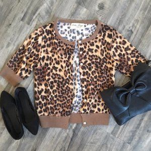 Bettie Page by Tatyana Leopard Cheetah Print Sweater Button Up